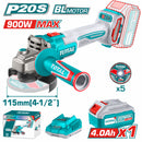 Flexible Esmeriladora Inalámbrica 4-1/2" 20V Incluye discos abrasivos, batería y cargador.