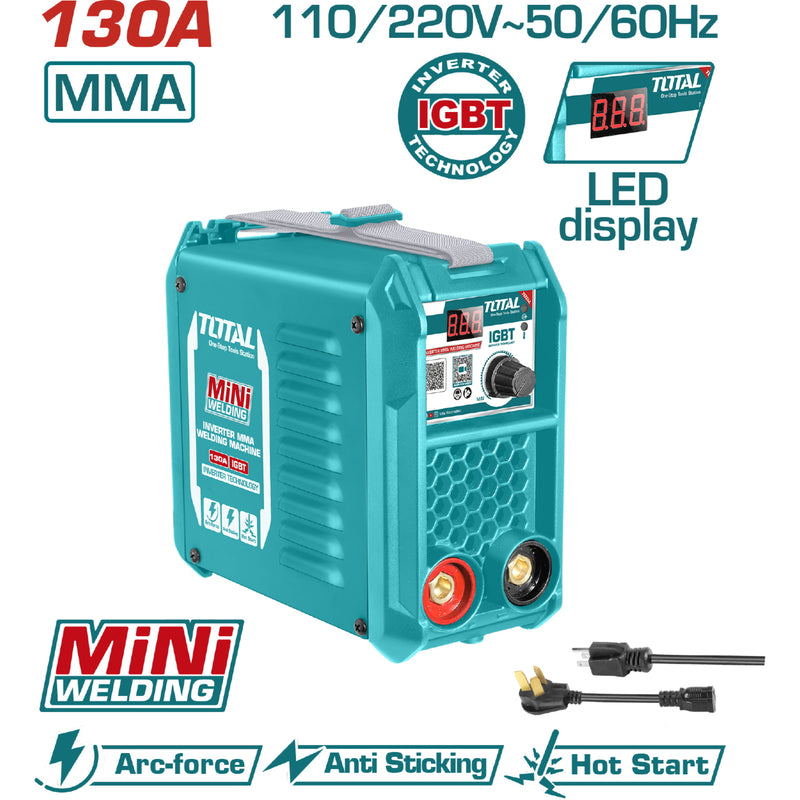 Máquina de Soldar Inverter Calidad light duty  30% ciclo de trabajo. 130A. 110-120/220-240V