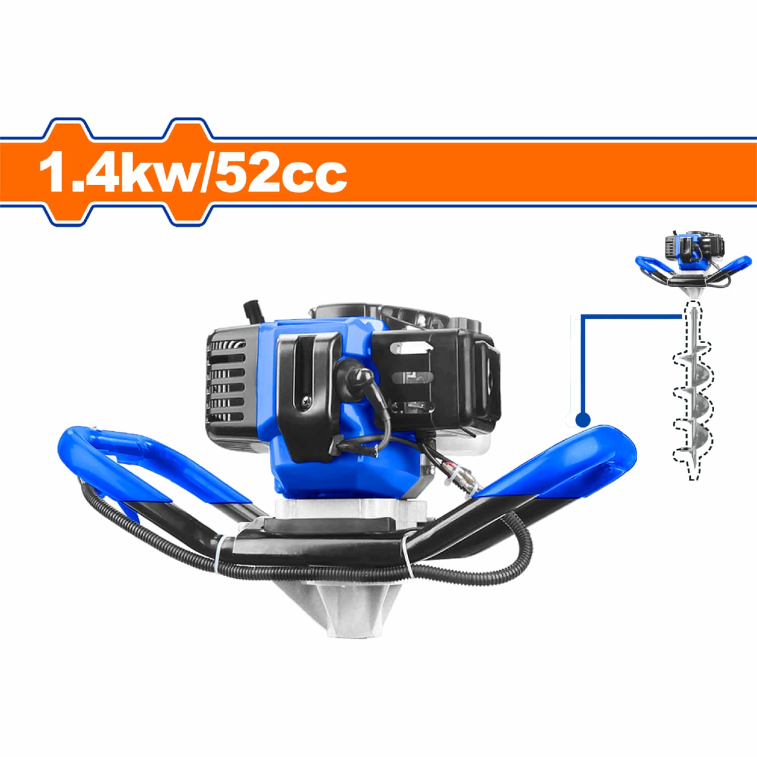 Ahoyadora Pilotera 52cc 1.4Kw 8000/min. Motor 2 tiempos. Combustible 1200ml Compatible con WDZ1A52-2