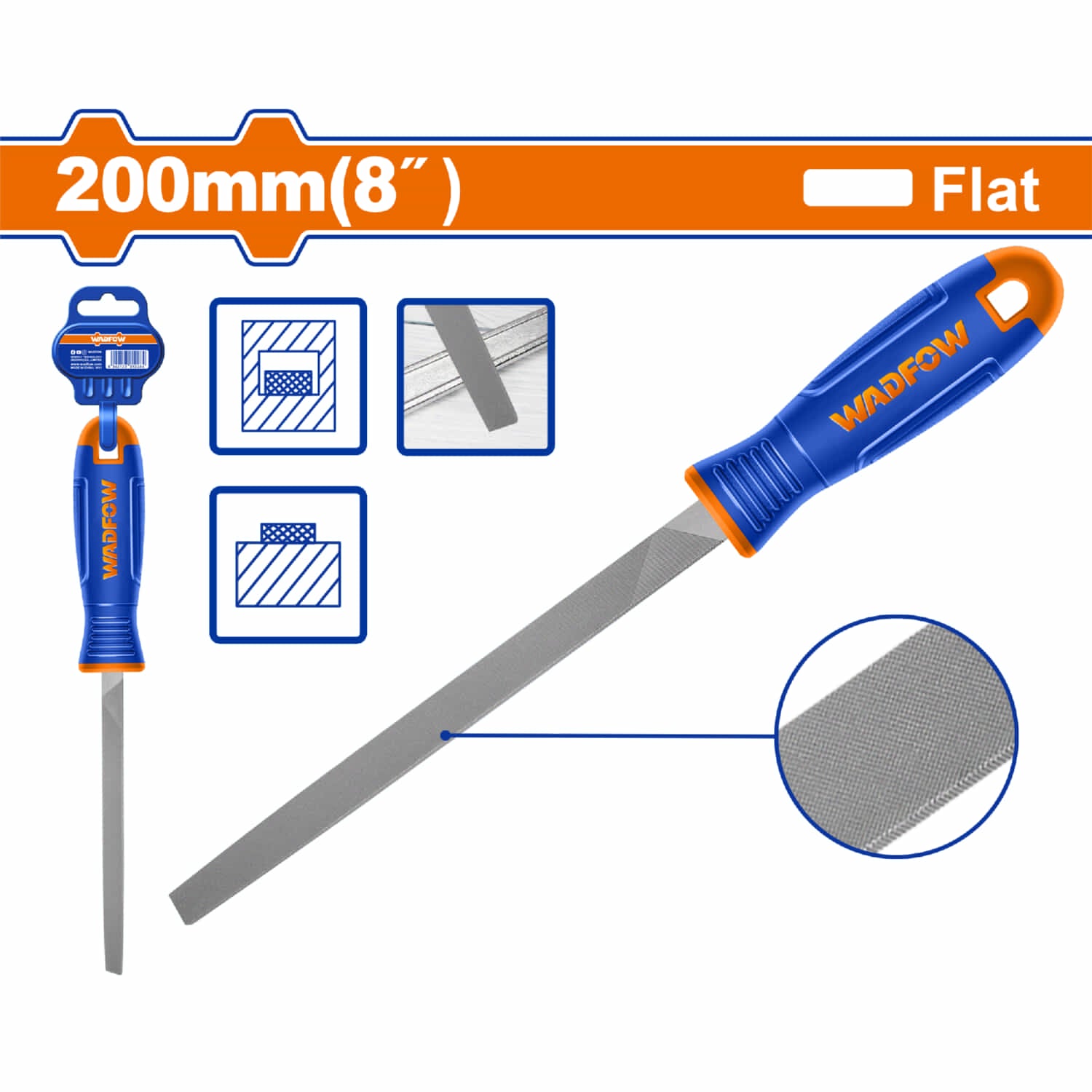 Lima Plana Para Acero. Largo 200mm. Acero T12. Escofina