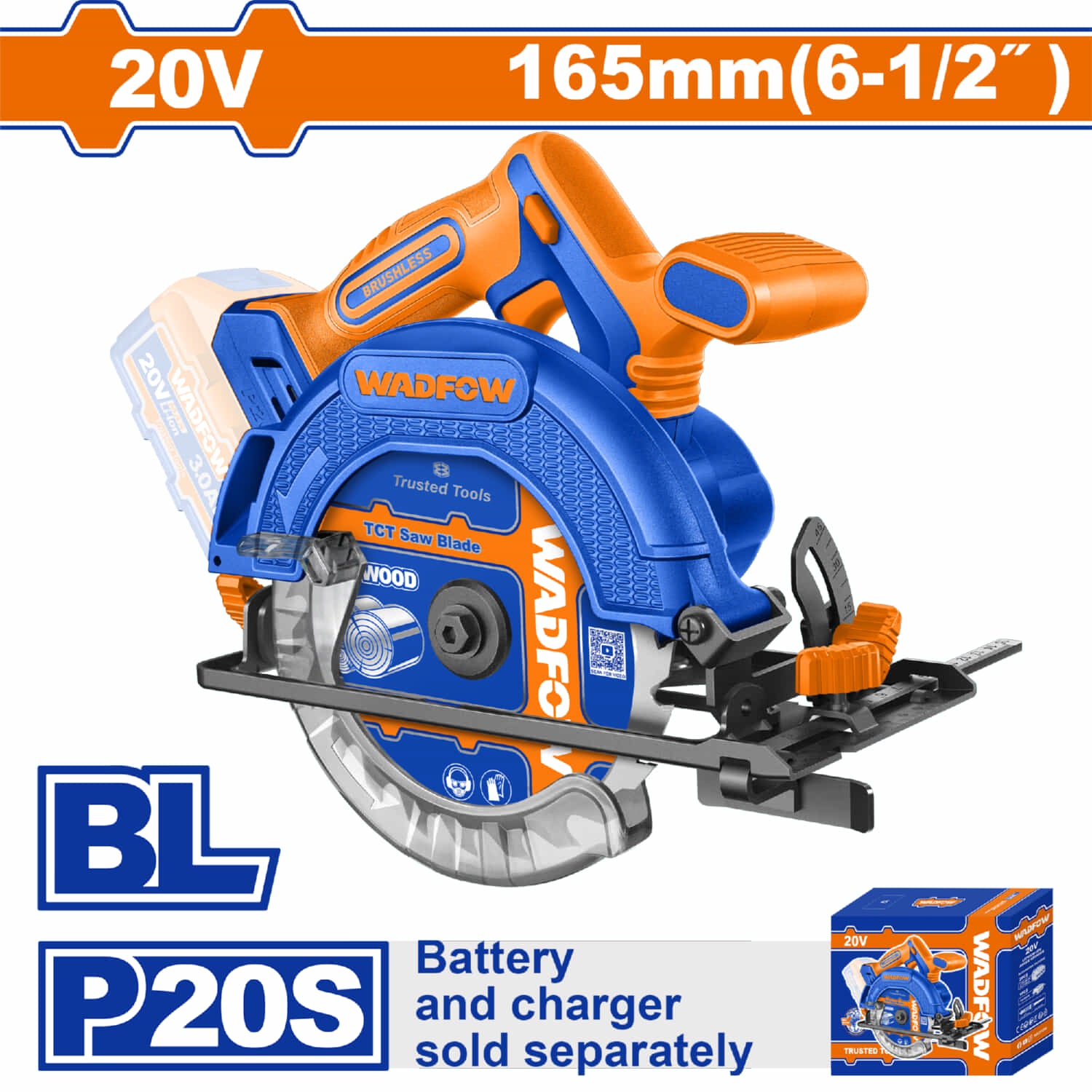 Sierra Circular Inalámbrica 20V Disco 6-1/2" 5200rpm. Batería y cargador por separado.