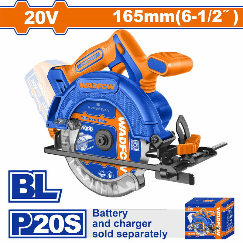 Sierra Circular Inalámbrica 20V Disco 6-1/2" 5200rpm. Batería y cargador por separado.