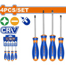 Destornilladores Punta Plana (SL5.5,SL6.5) y Punta Estrella(PH1,PH2). CR-V. Magnético. (Set 4 pzs)