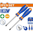 Destornilladores largos 100mm. Punta Plana SL6.5 y Estrella PH2. CR-V. Magnético. Set 2 pzs.