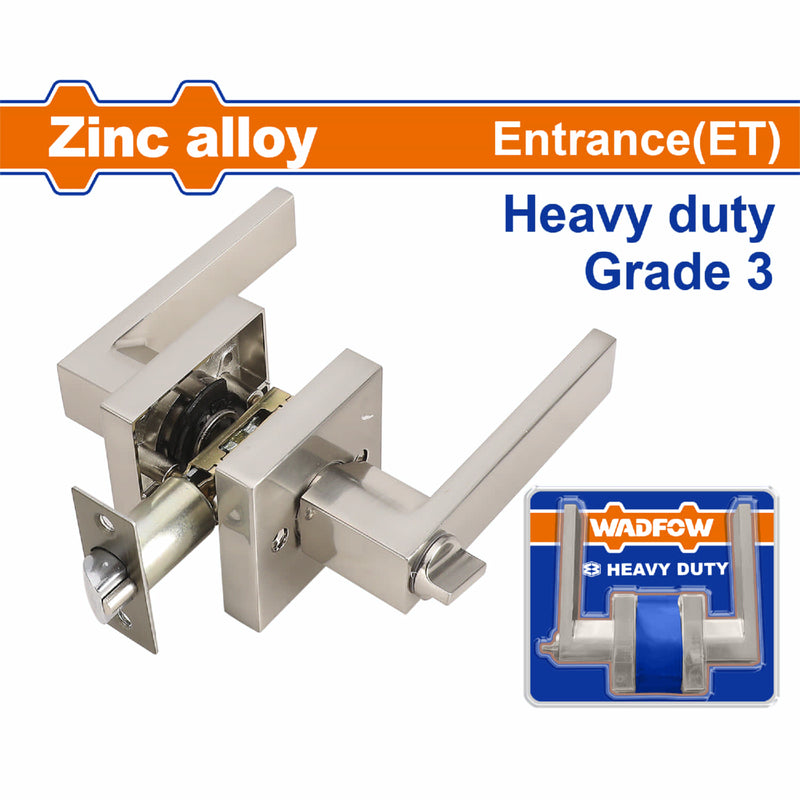 Cerradura De Manigueta cuadrada para puerta entrada. Cilindro De Seguridad. Función Entrada (ET) Espesor: 35-45mm Alta resistencia. Aleación de Zinc.