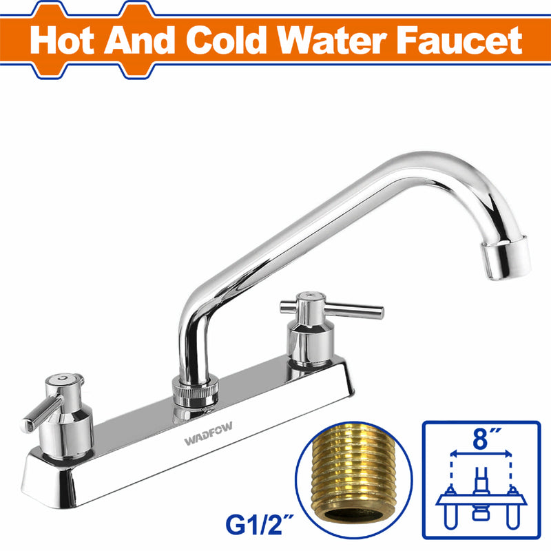 Grifo de cocina  Grifo de lavabo de 8 pulgadas Cuerpo de latón + mango de plásticoCartucho de latón completamente abierto Panel: acero inoxidable Tubo