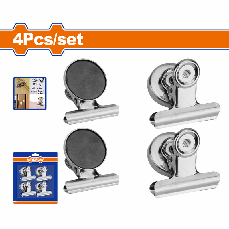 Clip magnético prensa papeles Bulldog de 1" Set de 4 piezas. Presilla imanes magnetos