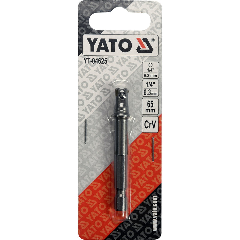 Adaptador Socket vástago hexagonal extensión 1/4" 65 mm largo.