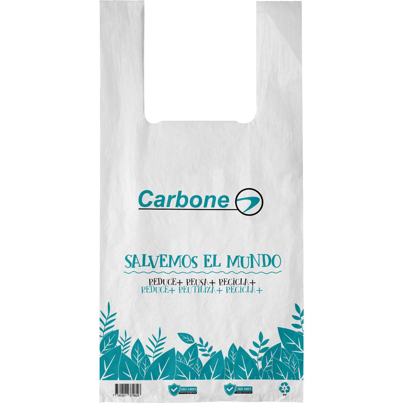 Bolsa Reciclable Ecologica Biodegradable Con Logo Carbone 30X60x14 Cm 100% Material PP Non Woven