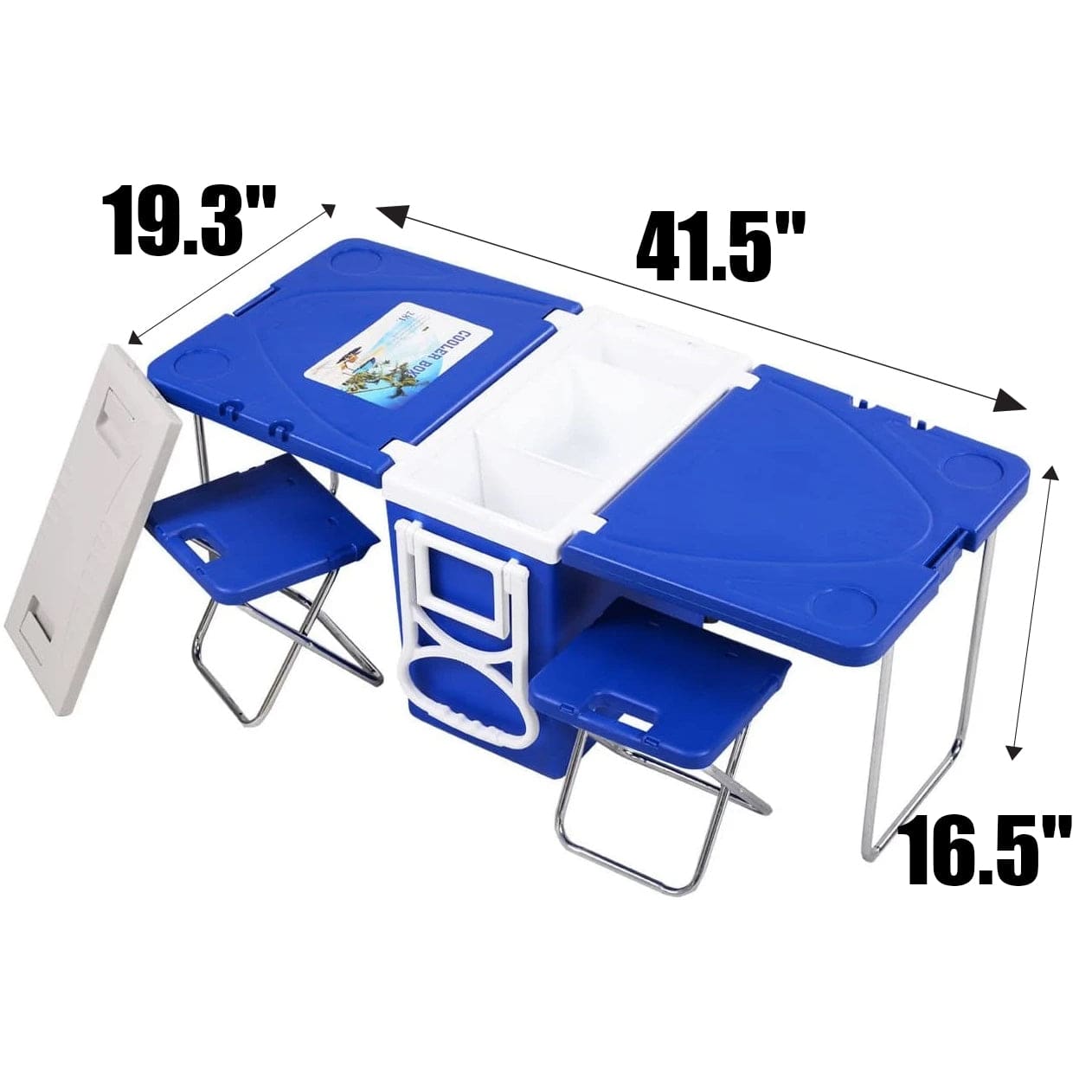 Termo Cooler Con Mesa Picnic Plegable De 28 Lts. Y 2 Sillas. (CHICA)  41.5" X 19.3" X 16.5".