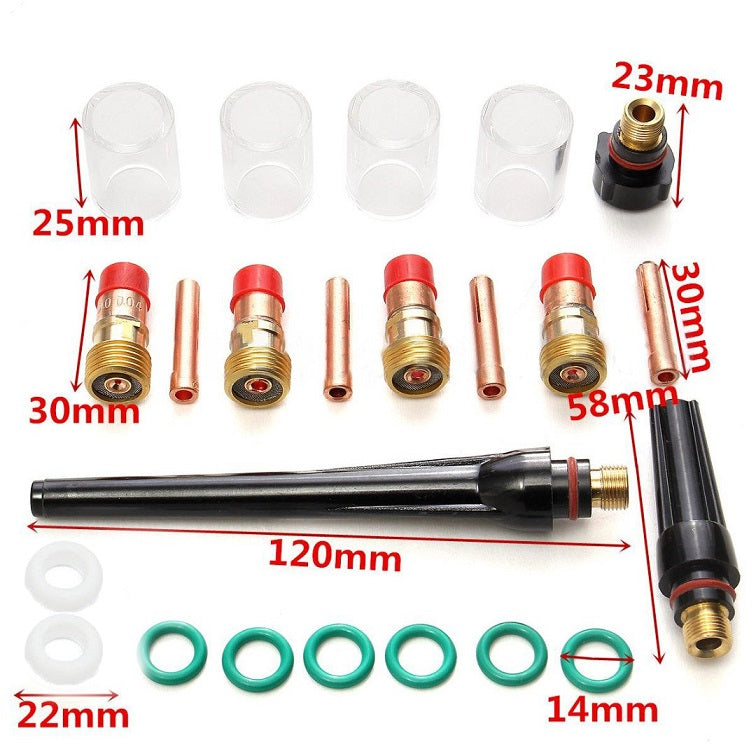 Kit difusores de Gas lens transparentes para soldadura Tig Antorcha WP 17 / 18 / 26. Lentes de 0.04