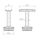 Soporte Poste-Corremanos Fijo Para Tubo De 2".