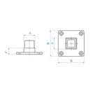 Flange Cuadrada Sin Soldadura 40X40mm.