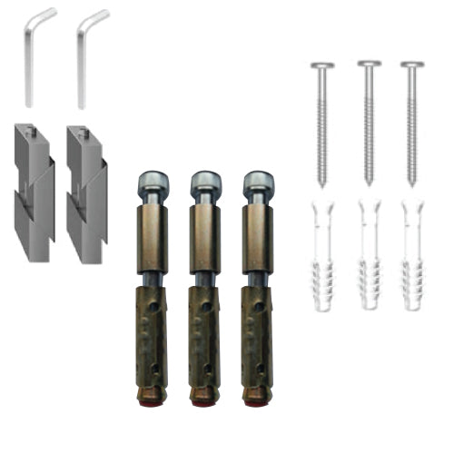 Bloque de aluminio 300 mm para anclaje lateral. Para vidrios de 12 mm a 19 mm.