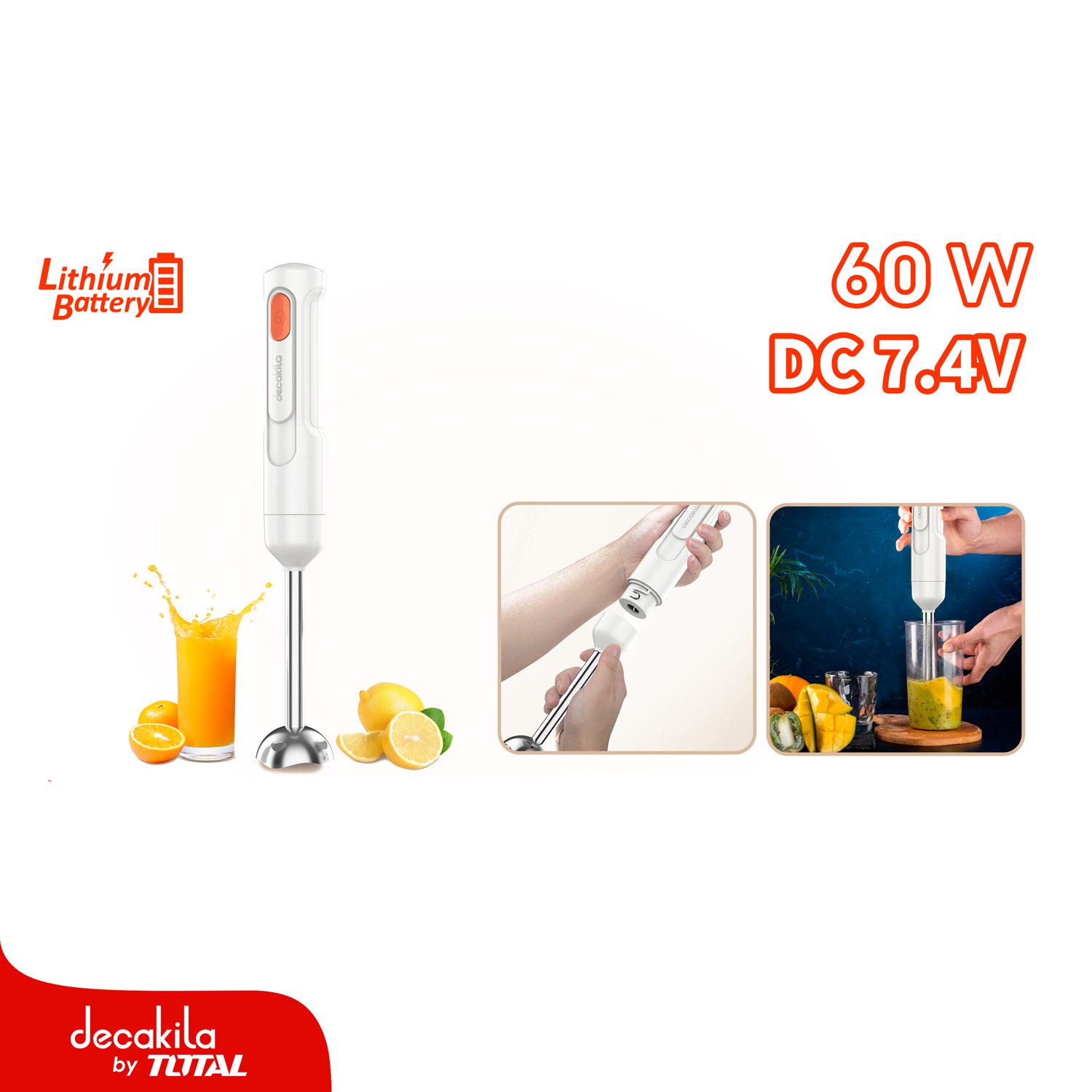 Batidora de mano Inalámbrica 60W. 7.4 V. Cable USB tipo C Samsung. Ideal para mezclas jugo o salsa.