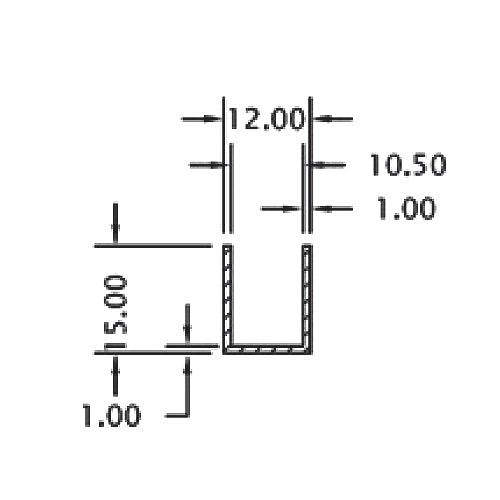 S4 Uchanel inox 10 mm glass. 3 mts largo.T-304. acabado brillante