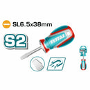 Destornillador plano SL6.5x38mm Punta magnética. Mango suave. Material de la hoja S2