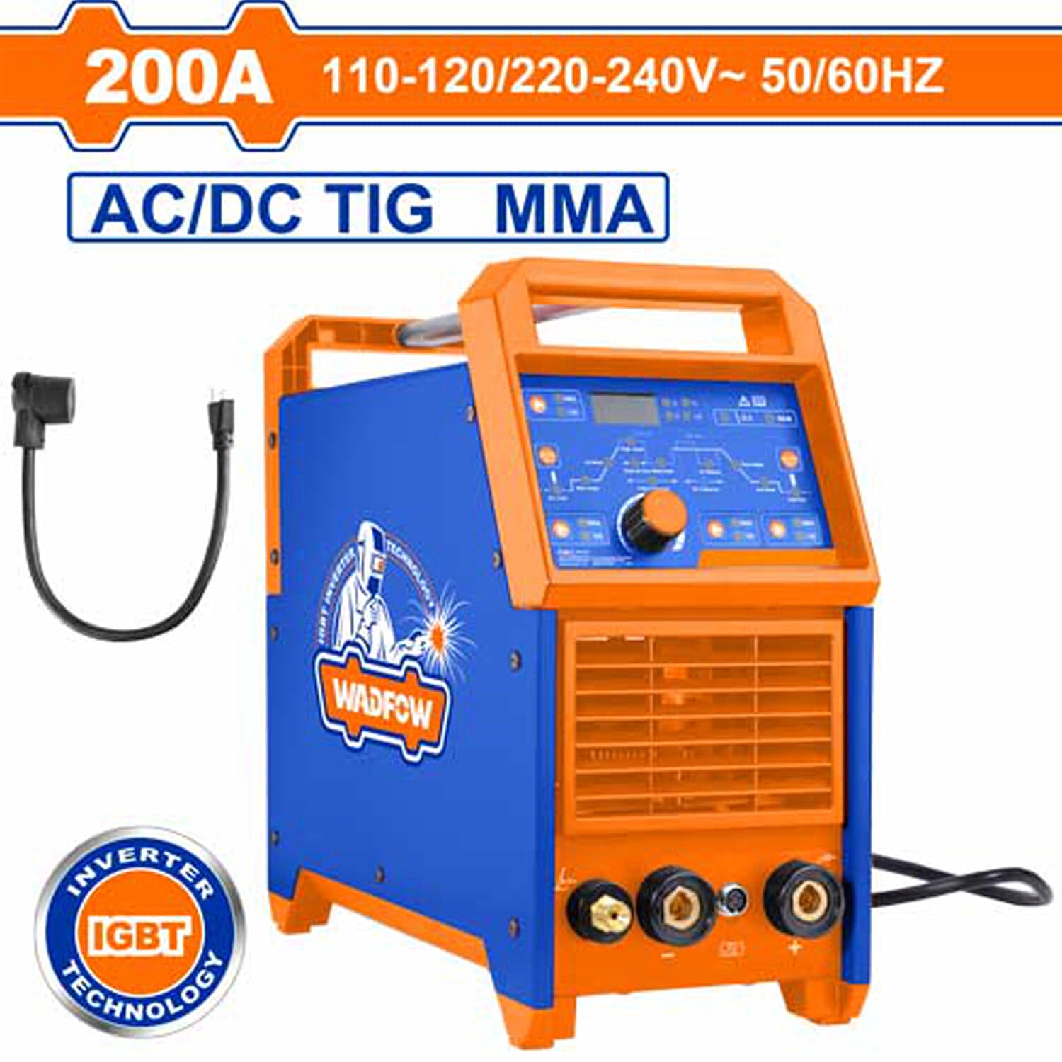 Máquina De Soldar AC DC Inverter 200A Modelo Medium Duty 30% Ciclo de Trabajo AC DC TIG/MMA 110V-220V. Tig alta frecuencia