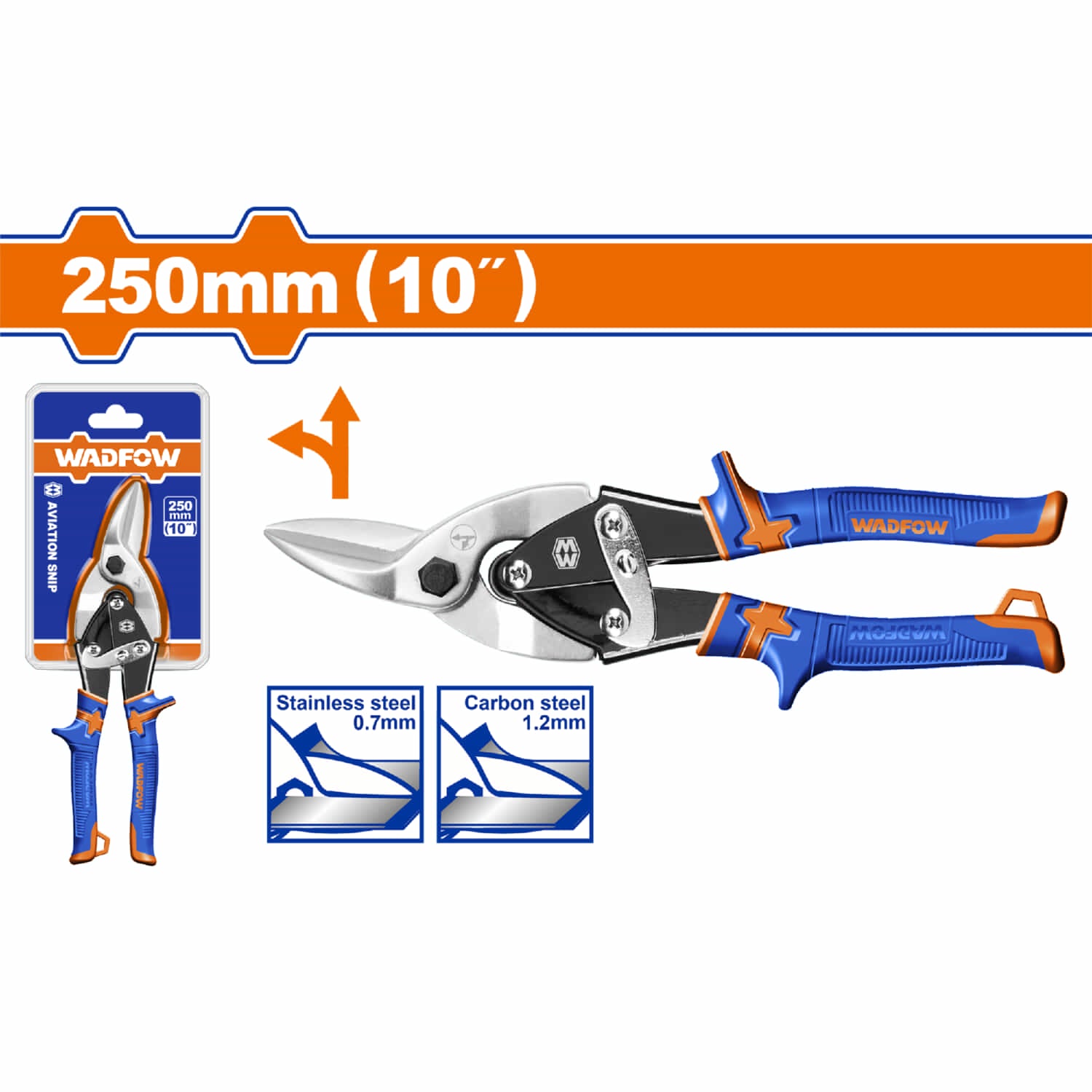 Tijera de aviación 10" Corte Izquierdo. Espesor Máx. de Corte. Acero Al Carbono ≤1,2 mm Cortachapa