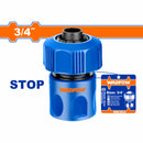 Conector rápido para manguera con adaptador de 3/4".Con función para detener el agua.