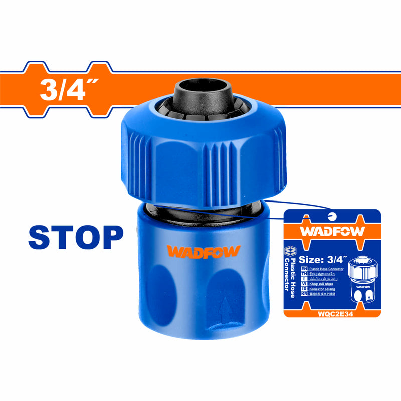 Conector rápido para manguera con adaptador de 3/4".Con función para detener el agua.