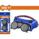 Lentes de soldador para oxicorte. DIN11. Diseño flip con bloqueo cerrado. Cuerpo de PVC flexible.