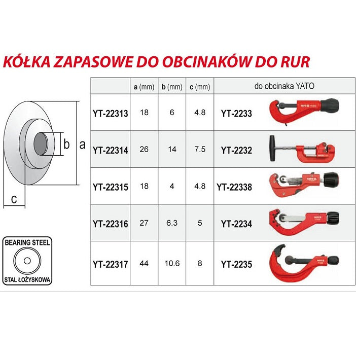 Repuesto de Disco Rueda de Acero para Cortador de Tuberia de Gran Velocidad. Dimensiones: 27 x 6.3 x