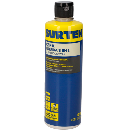 Cera liquida 3 en 1 (Pule, Abrillanta, Encera) 500ml Surtek