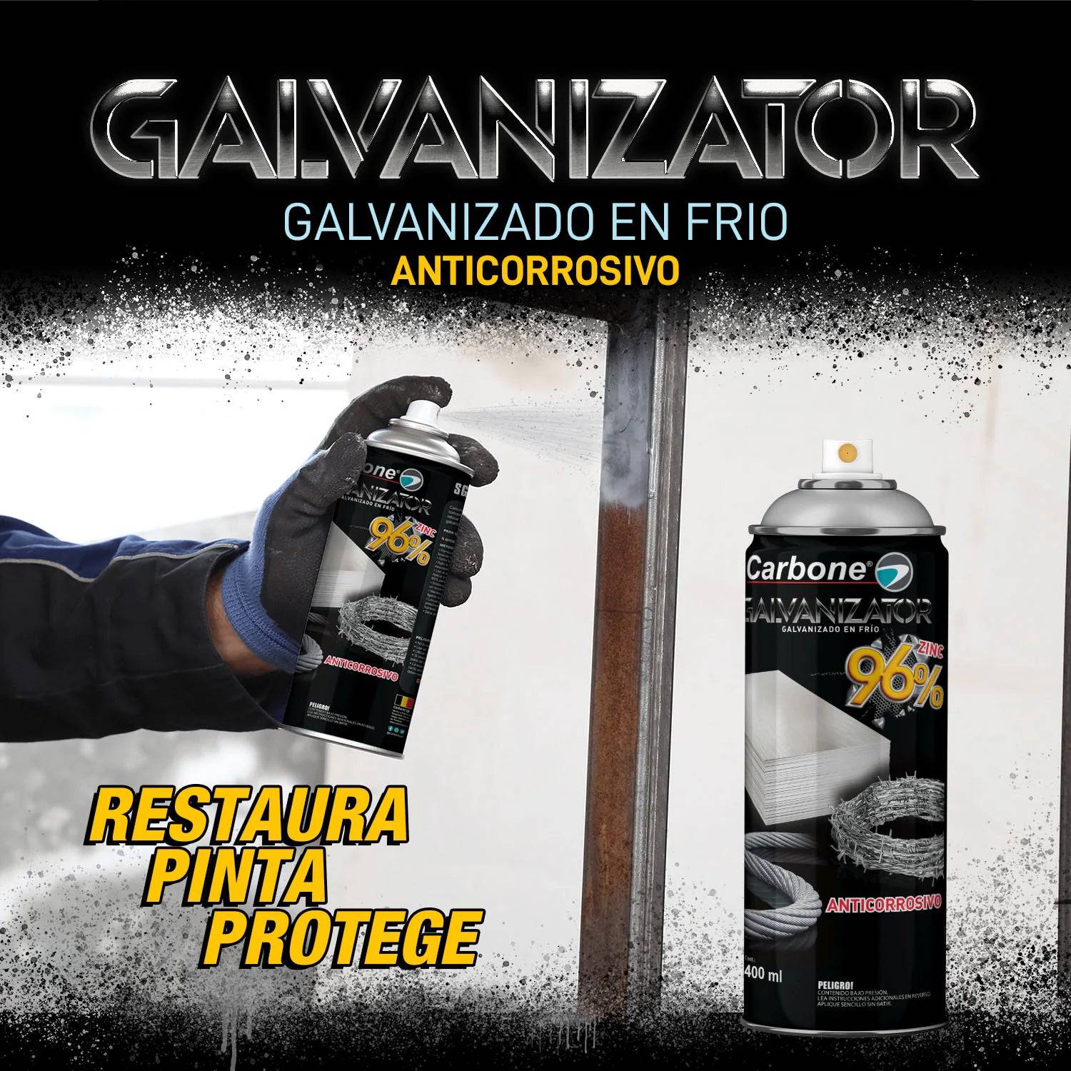 Galvanizado En Frio Spray Galvanizator Aerosol 400Ml. Potente Anticorrosivo 96% Zinc Puro