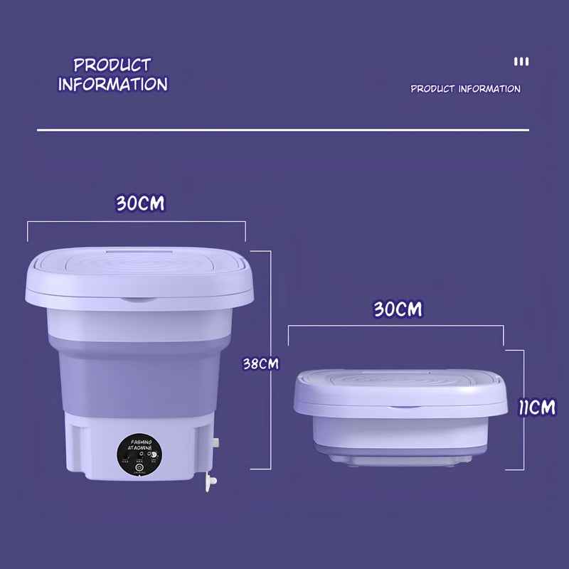 Lavadora Plegable Portátil Silenciosa. Mini Lavado semiautomático (8 litros). Color Purpura. Pequeña.
