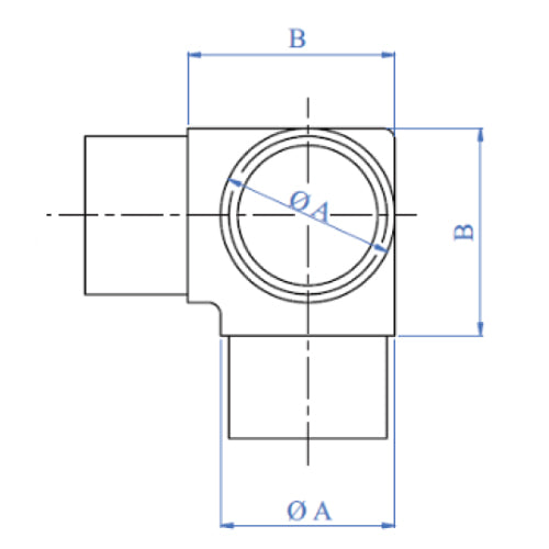 Conector "T" esquinero para Tubo de  1 1/2".