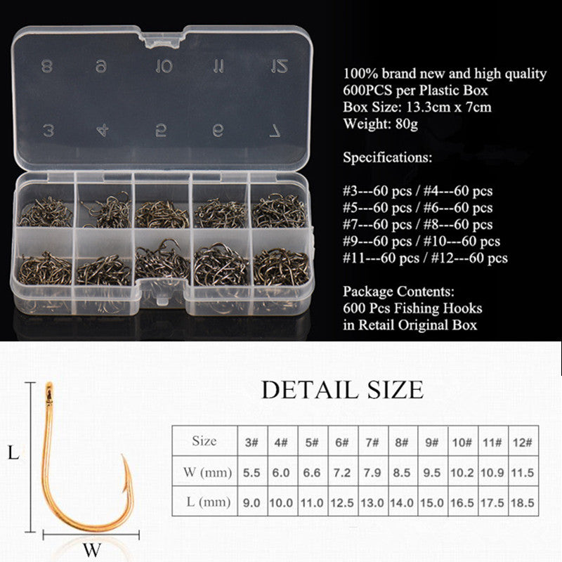 Anzuelos Set De 600 Pzs #3-#12