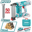 Clavadora de madera Inalámbrica 20V tipo F15~F50 Clavos Brad de 50mm. Capacidad de 105 pzs. No incluye batería ni cargador.