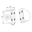 Cerradura de gancho c/recibidor p/puertas dobles No req perforacion en vidrio 8 a 12 mm. Brillante