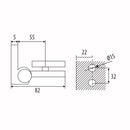 Bisagra muro-vidrio para vidrios de 6-10 mm. Acabado Brillante