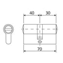 Cilindro De Bronce Para Cerradura UJ029. Incluye 3 Llaves. Ancho De 67 Mm De Pin Descentrado En 25 M