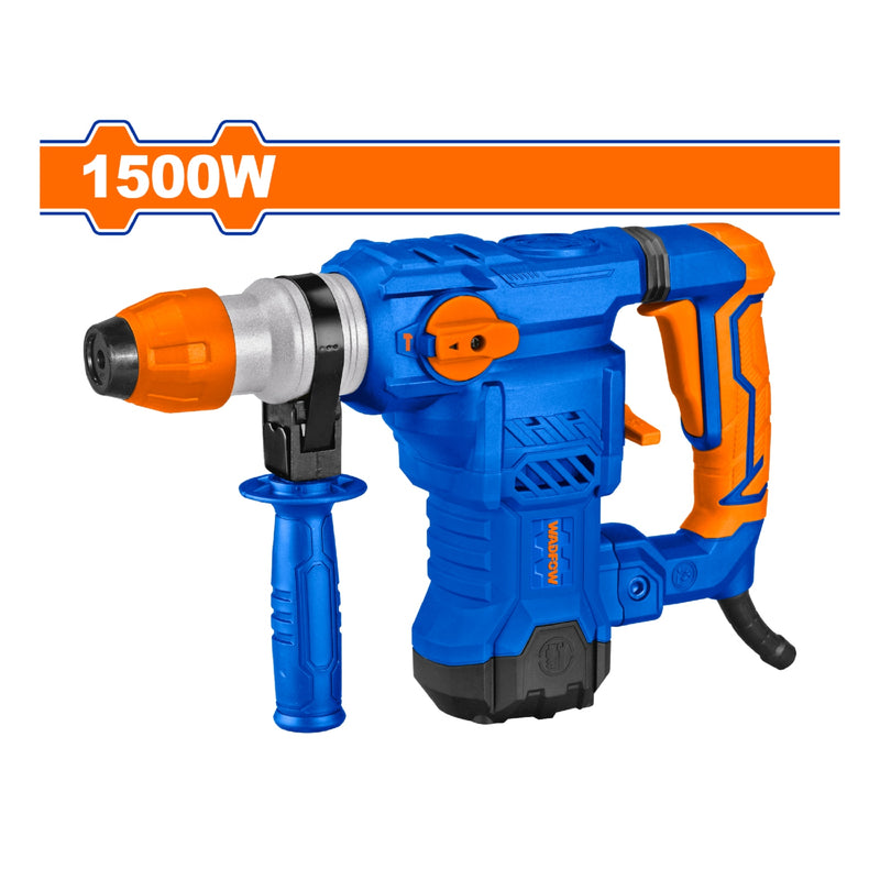 Rotomartillo 1500W. 4500 bpm 5.5J 110-120V~50/60Hz Incluye 3 brocas y 2 cinceles. Antivibratorio. Demoledor