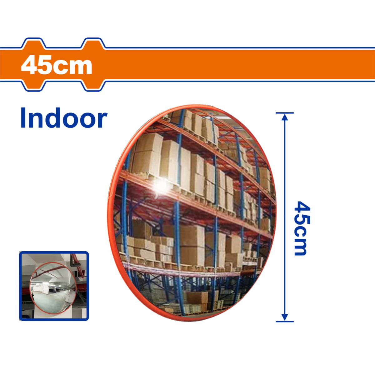 Espejo convexo de 18"  45cm uso en interiores. Reduce puntos ciegos.