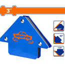 Soporte de soldadura escuadra magnética de 3". Ángulos: 45º, 90º, 135º. Imán y Acero. 25 lbs.