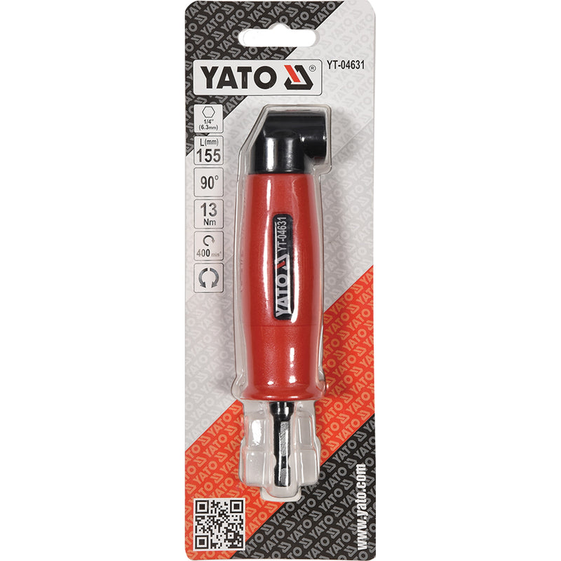 Adaptador de angulo 90 grados para puntas destornillador 1/4" 155mm largo