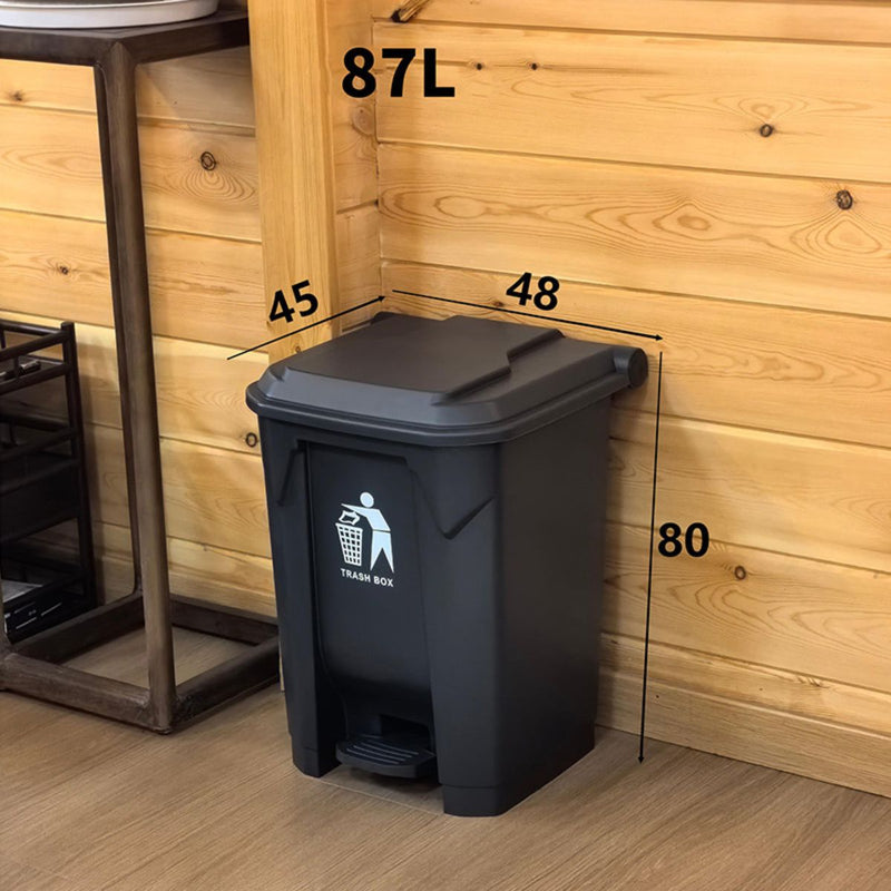 Basurero de pedal 87L. Tinaco color gris. Cesto de residuos. Papelera.