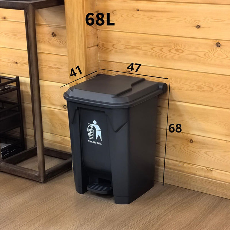 Basurero de pedal 68L. Tinaco color gris. Cesto de residuos. Papelera.