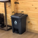 Basurero de pedal 45L. Tinaco color gris. Cesto de residuos. Papelera.