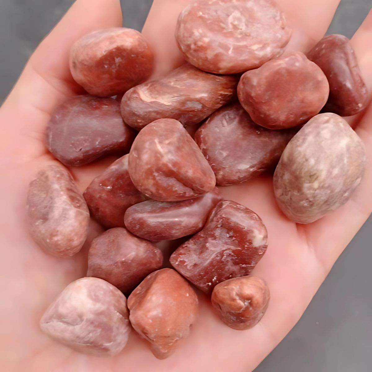 Piedra Decorativa Jaspe Rojo Natural Pulido para Jardín, Macetas, Decoración. (500 gramos).  10-15mm