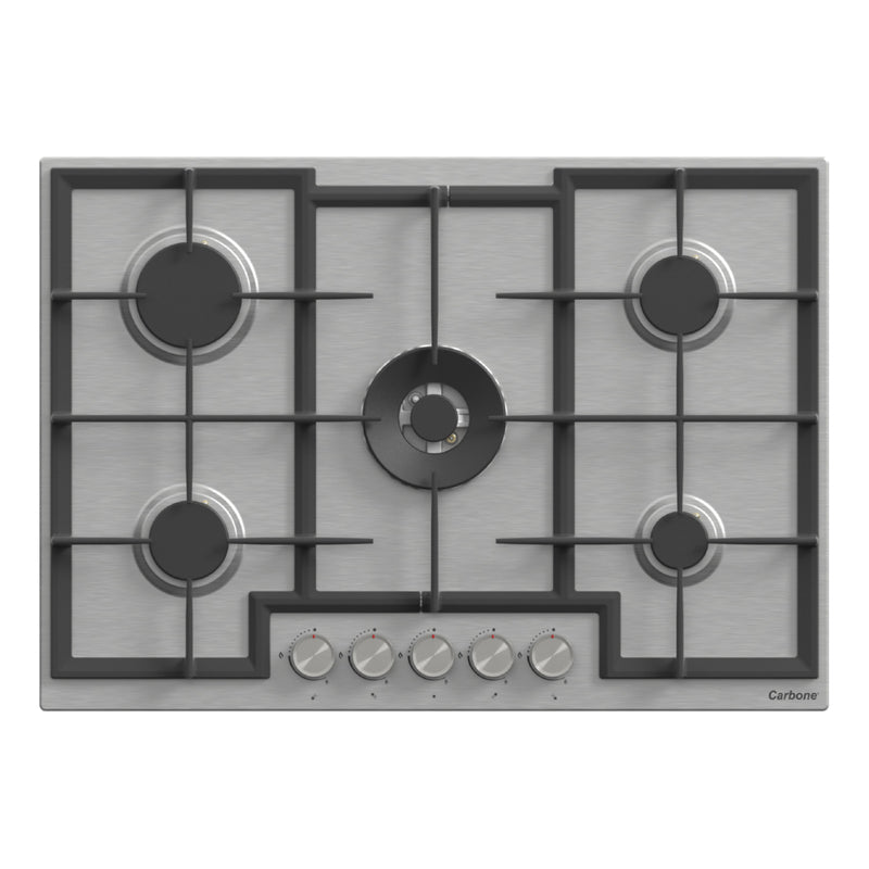 Estufa Empotrable 75 cm BL 5 Quemadores SABAF + Wok 5kW, Acero Inoxidable, 110V
