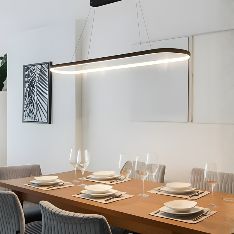 Lámpara Colgante LED 36W 3200LM 3000K con Diseño Moderno Minimalista Ideal Comedor y Sala.90 cm Color Negro