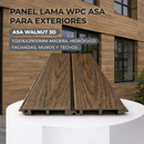 Panel Lama WPC ASA Walnut 3D para exteriores 112x16x2900MM, Madera, hidrófugo fachadas, muros y techos