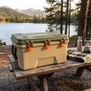 Cooler Portátil 145L (88x57x48cm) con Drenaje Inferior. Hielera de Alta Capacidad con Tapa Sellada, Porta Vasos y Asa de Transporte.