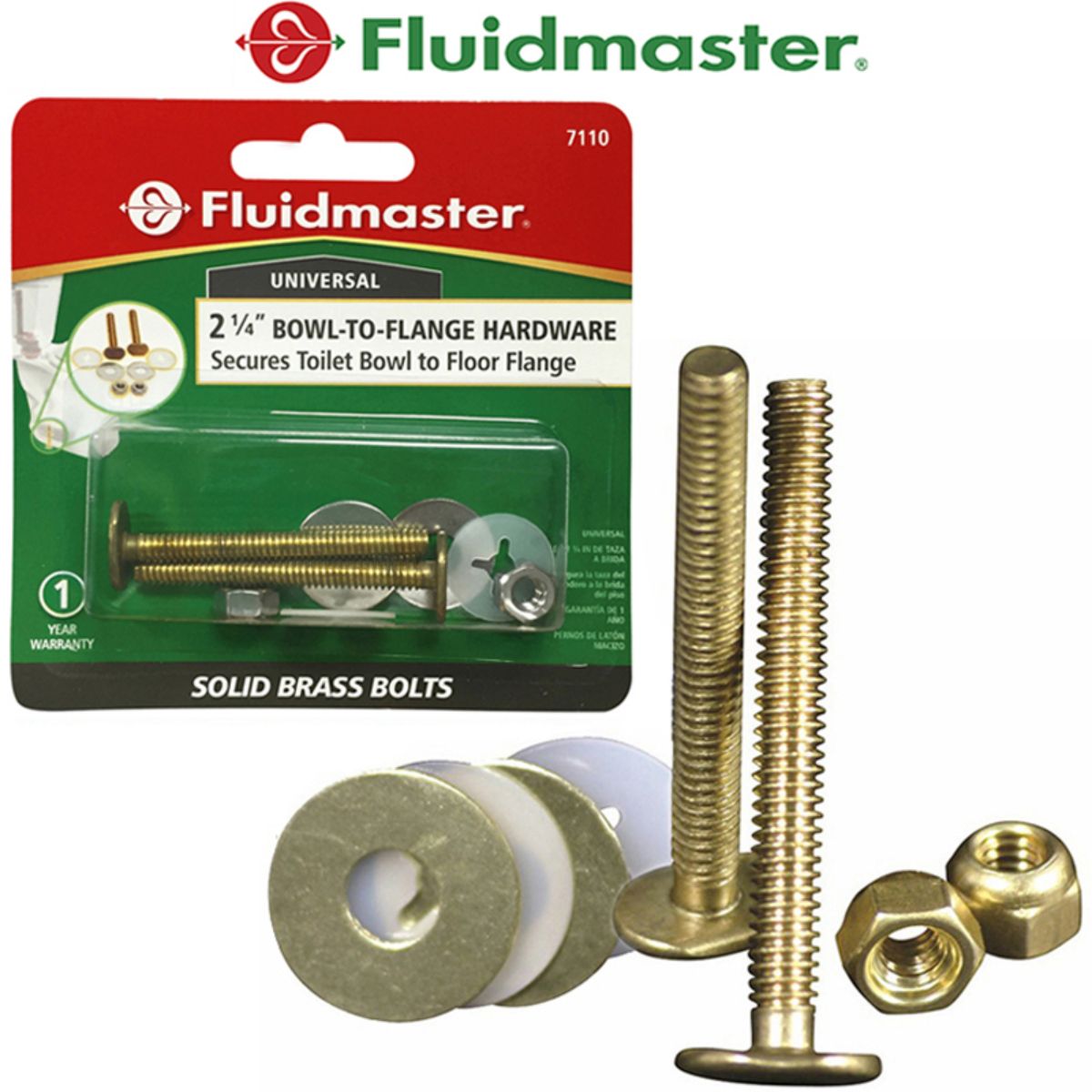 TORNILLO TRASERO "FLUIDMASTER" 1/4"x2 1/4" BLISTER PARA INODORO