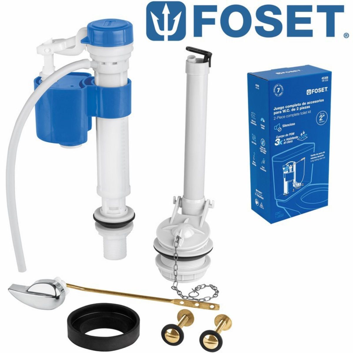 JUEGO FERRETERIA TANQUE  FOSET de Metal Valvula Flotador 5pzs REPUESTO PARA INODORO